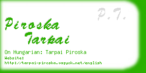 piroska tarpai business card